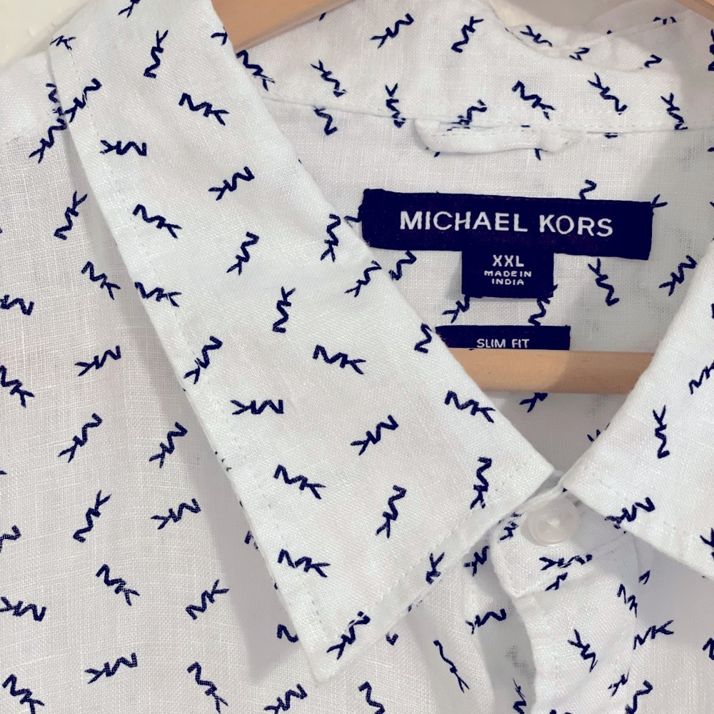 Michael Kors - Long Sleeve Logo Button Up - Linen - Size XXL